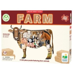 Puzzle contur Animale de la ferma 200 piese 81x58 cm asamblat 5-12 ani